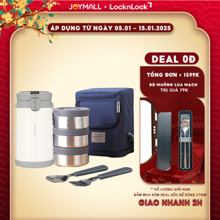  Bộ hộp cơm giữ nhiệt LocknLock 2L LHC8039 có túi Hàng chính hãng kèm muỗng nĩa gấp gọn - JoyMall 