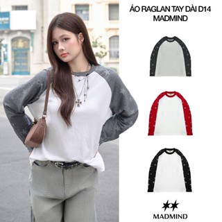  MADMIND Áo Nỉ Raglan Unisex Nam Nữ Tay Dài Hoạ Tiết Ngôi Sao D14 - Màu Trắng Phối Tay Đen  Phối Tay Đỏ  Phối Tay Xám 