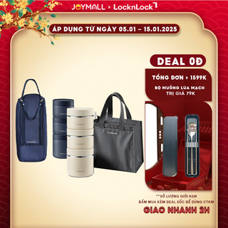  Bộ 3 hộp cơm giữ nhiệt LocknLock Lunch Box LHC8052S01 LHC8052S02 1.1L kèm túi muỗng đũa - JoyMall 