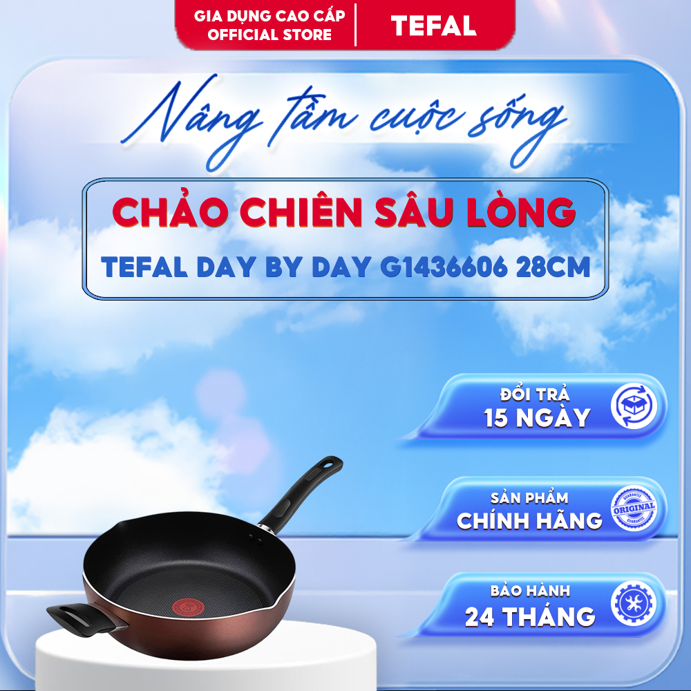 Chảo Chiên Sâu Lòng Tefal Day By Day G1436606 | 28cm | Lớp Phủ Titanium | Độ Bền Cao