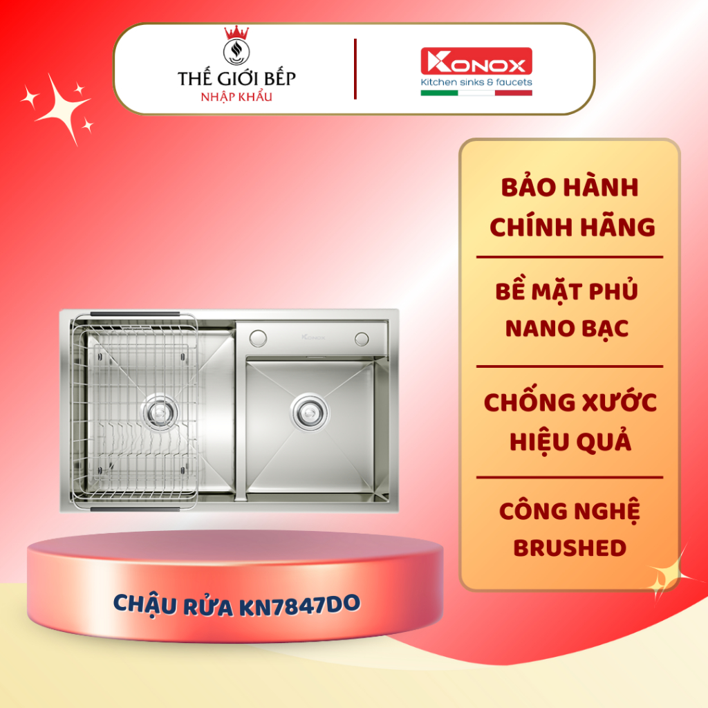 Konox KN7847DO Workstation Sink – Chậu rửa bát hiện đại, tiện nghi