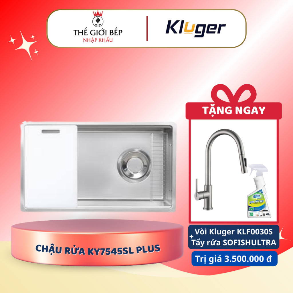 [TẶNG VÒI] Chậu rửa bát Kluger KY7545SL Plus – Chậu rửa chén inox 304 cao cấp