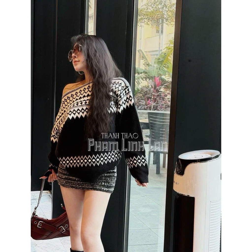 Áo len thập rời phối cv kim sa rời Qc