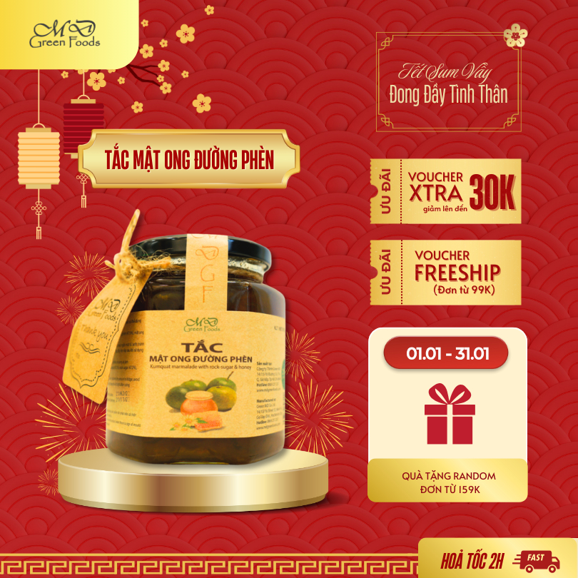 [HOẢ TỐC] Tắc Mật Ong Đường Phèn MD Green Foods 500gr -Hỗ Trợ Giảm ho, Tiêu hoá hiệu quả