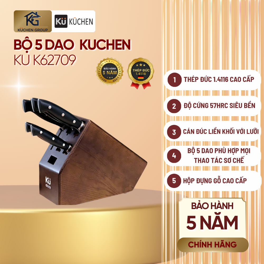 [KUCHEN] BỘ DAO KUCHEN KU K62709 - HÀNG CHÍNH HÃNG CAO CẤP