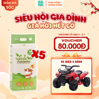   5A   DEAL ĐẶC BIỆT   TẶNG XE ĐIỆN ĐỊA HÌNH 4 BÁNH  COMBO 5 BỊCH tã bỉm Amor Natural thoáng thấm ngừa hăm size đủ size 
