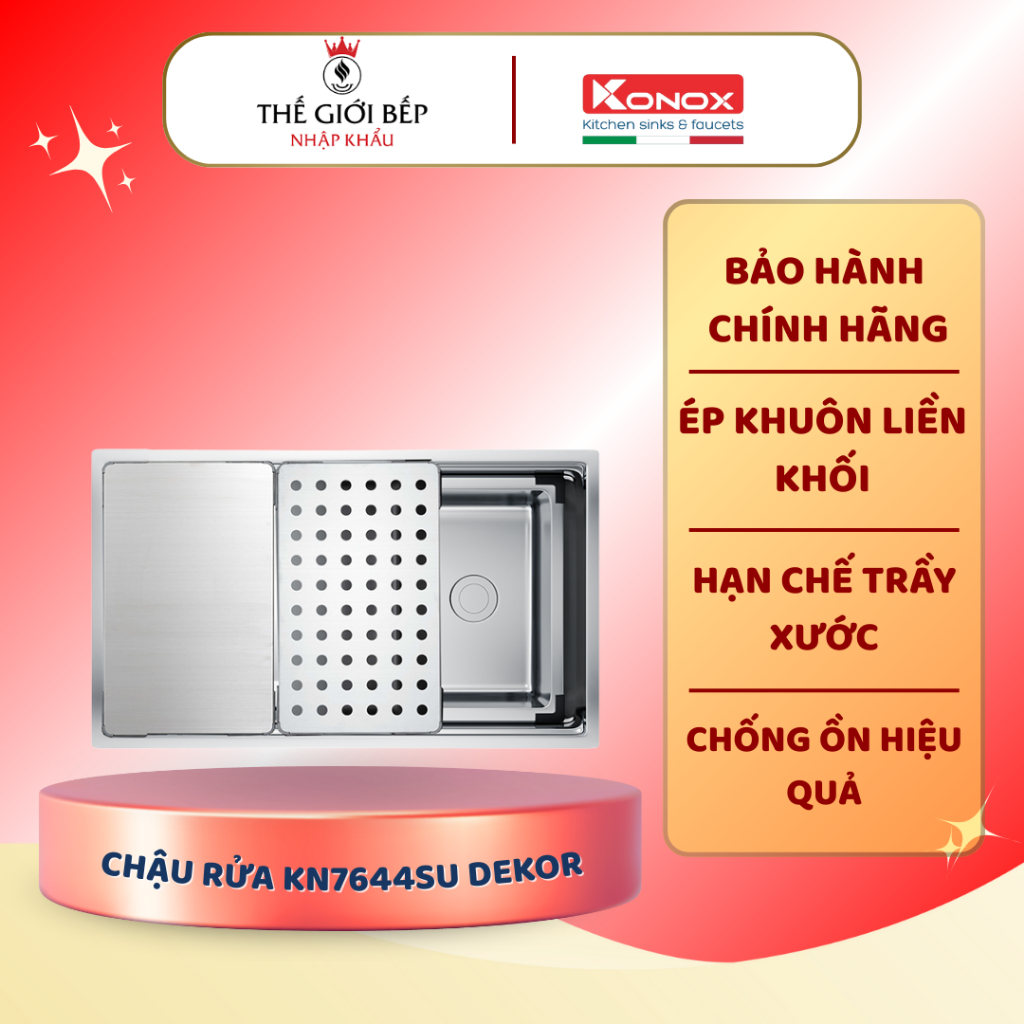 Chậu rửa bát Konox KN7644SU Dekor – Chậu rửa bát cao cấp, sang trọng