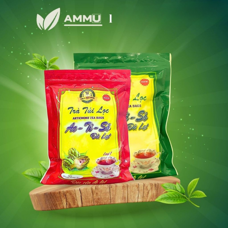 Trà atiso túi lọc Đà Lạt, trà atiso thảo mộc mát gan, giảm mụn tăng cường chức năng gan túi 100 túi 