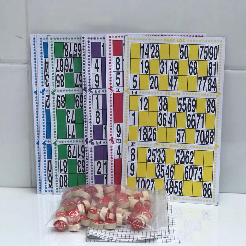 (Hoả tốc) Lô tô bộ cờ loto 90 số hạt gỗ loto giấy VN đồ chơi gia đình dịp tết