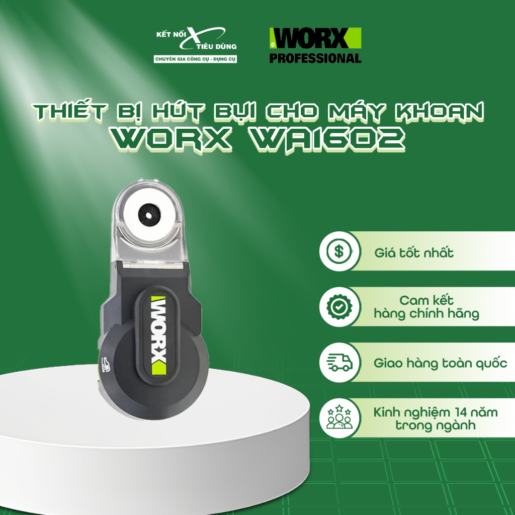 Thiết bị hút bụi cho máy khoan Worx WA1602 (Bộ lọc HEPA) Kết Nối Tiêu Dùng