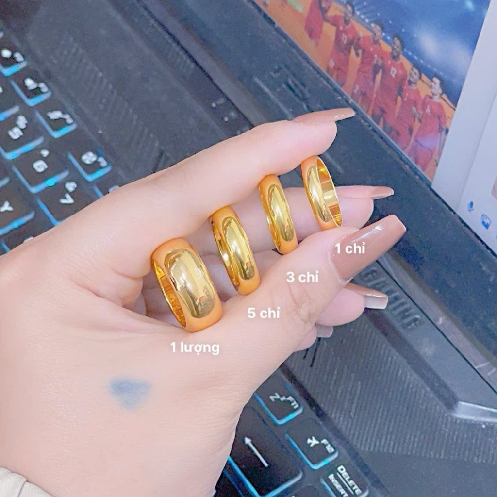 Nhẫn trơn khắc kí hiệu 9999 1 chỉ 2 chỉ 3 chỉ 5 chỉ 1 lượng kèm hộp đủ size- Trang Sức Nam Nữ Sang T
