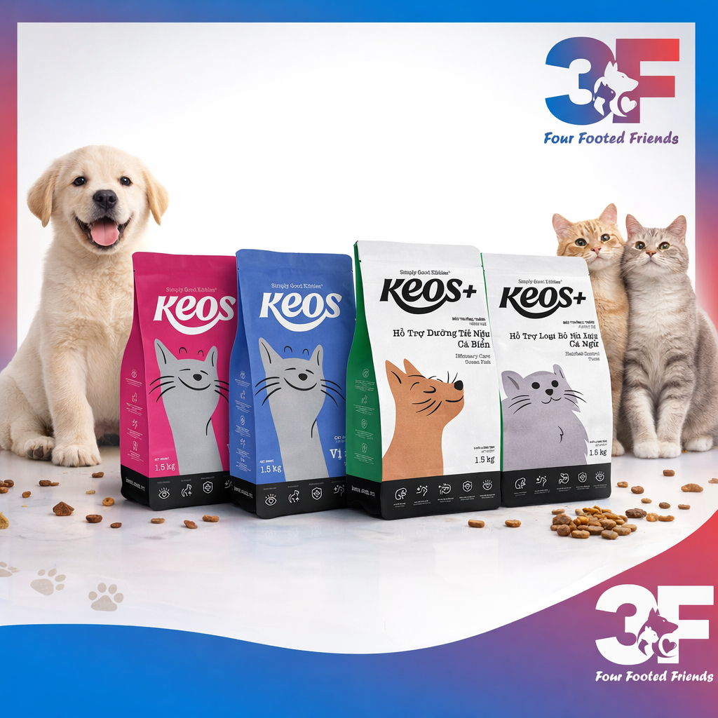 Thức Ăn Hạt Cho Mèo Keos Mọi Lứa Tuổi – Tiêu Búi Lông, Hỗ Trợ Tiết Niệu | 3F Store