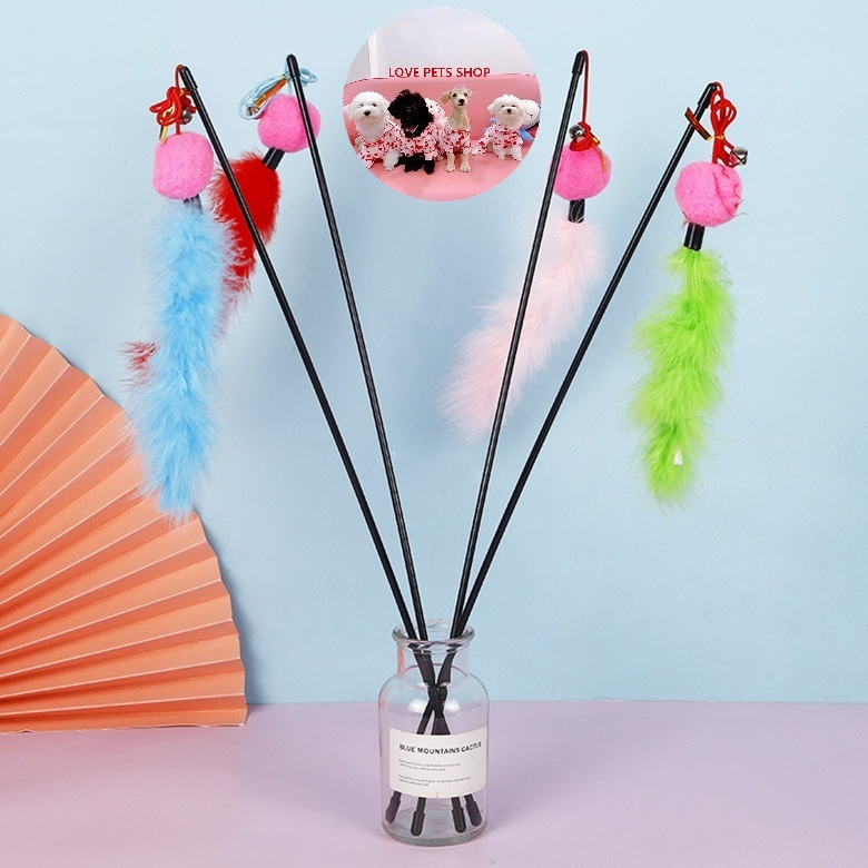 Đồ chơi cần câu Mèo banh lông vũ - Love Pets Shop