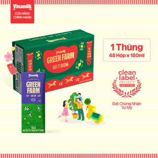  Thùng 48 Hộp Sữa Tươi Tiệt Trùng Vinamilk Green Farm Rất ít đường 180ml|  Có thể nhận bao bì Tết  Thường  