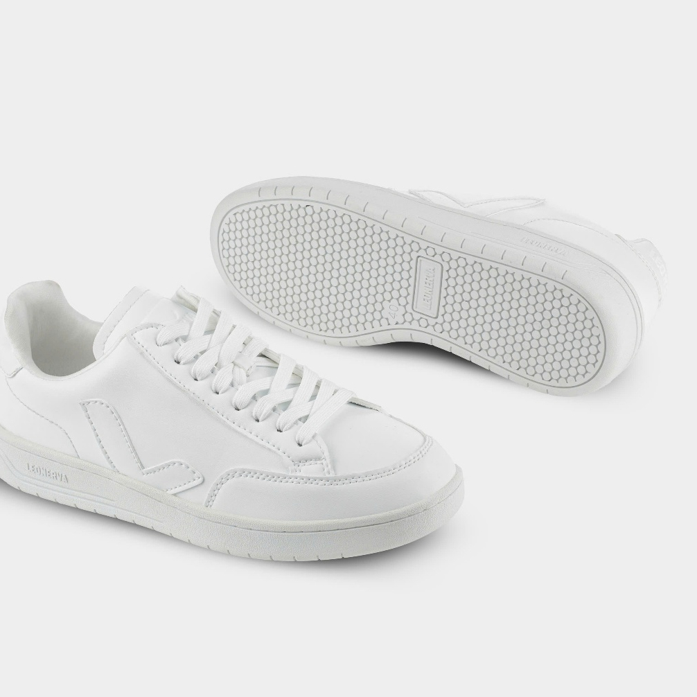 Giày thể thao Sneaker Unisex Leonerva 38 bản Da Microfiber - Nhận Diện Trắng Full