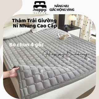 Thảm Trải Giường Nỉ Nhung Happy Bedding - Thảm Nỉ Đa Năng Mùa Đông Cao Cấp Nhập Khẩu Có Chun 4 Góc Cố Định 