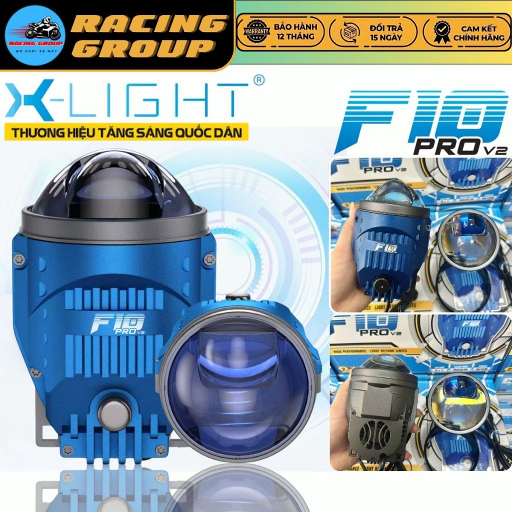 Đèn Bi Gầm X-LIGHT F10 Pro V2 2026 Công Suất 65W, Tích Hợp 3 Nhiệt Màu, Tâm Trợ Pha - Bảo Hành 2 Năm