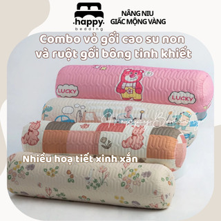 Combo vỏ gối ôm cao su non có khoá kéo và ruột gối ôm bông trắng tinh khiết nặng 1,5kg - Kích thước 35cm x 100cm