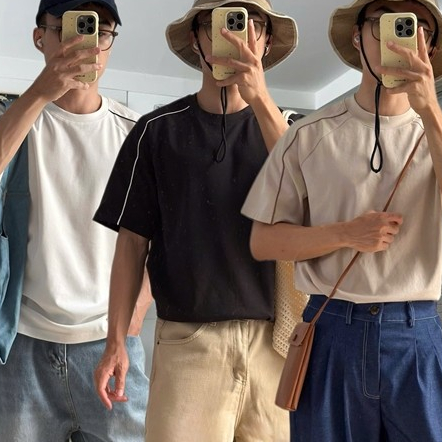 NOOBITA - Áo thun tay ngắn raglan viền 8410