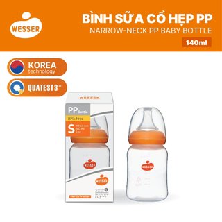 Bình sữa cổ HẸP PP Wesser 60ml/140ml/250ml (PP MÀU TRẮNG)