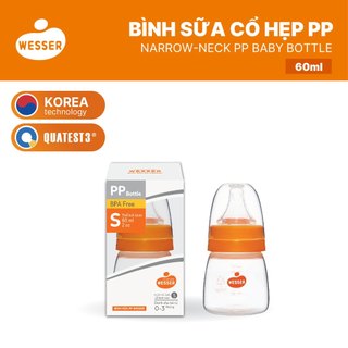 Bình sữa cổ HẸP PP Wesser 60ml/140ml/250ml (PP MÀU TRẮNG)