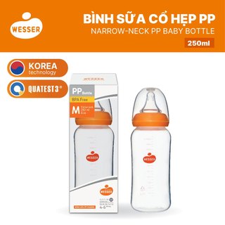 Bình sữa cổ HẸP PP Wesser 60ml/140ml/250ml (PP MÀU TRẮNG)