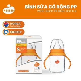 Bình sữa cổ RỘNG PP Wesser 180ml/260ml (PP MÀU TRẮNG)