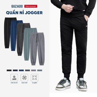  Quần Nỉ Nam GUZADO Ống Rộng Bo Gấu Thể Thao Chất Nỉ 2 Da Cao Cấp Đứng Form Co Giãn Tốt GQN01 