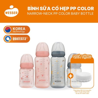 Bình sữa cổ HẸP PP COLOR Wesser 140ml/250ml