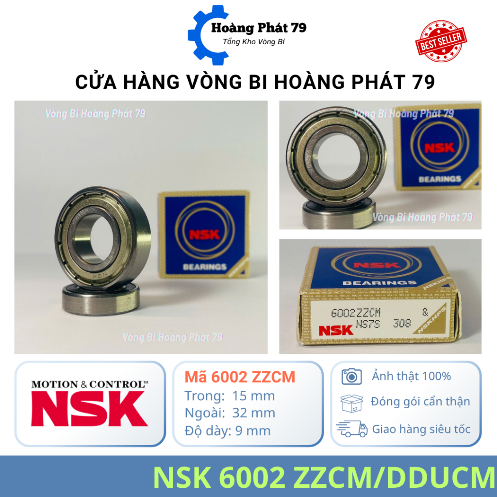 | CHÍNH HÃNG | Vòng Bi NSK 6002 [ZZ/2RS] Nắp Sắt/Nhựa – Bạc Đạn 6002 Quay Êm, Dùng Máy Quạt, Motor