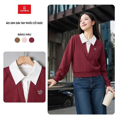 Áo umi nữ CARDINA dài tay phối cố đức 5ANF05