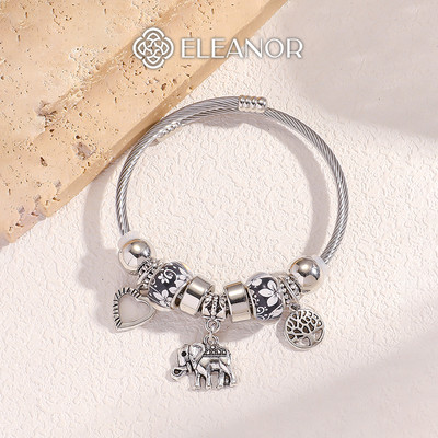 Vòng tay nữ titan Eleanor Accessories dạng kiềng charm hình con voi phụ kiện trang sức 11278