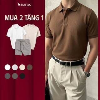    MUA 2 TẶNG 1   Áo polo nam HAFOS DAILY Polo Nam Trơn polo vải cá sấu nam áo polo nam trắng polo đen chuẩn phom 