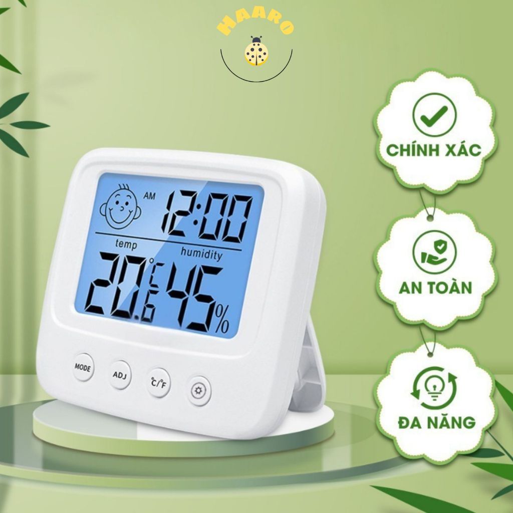 Nhiệt ẩm kế điện tử đo nhiệt độ và độ ẩm phòng ngủ cho bé + tặng 2 pin AAA