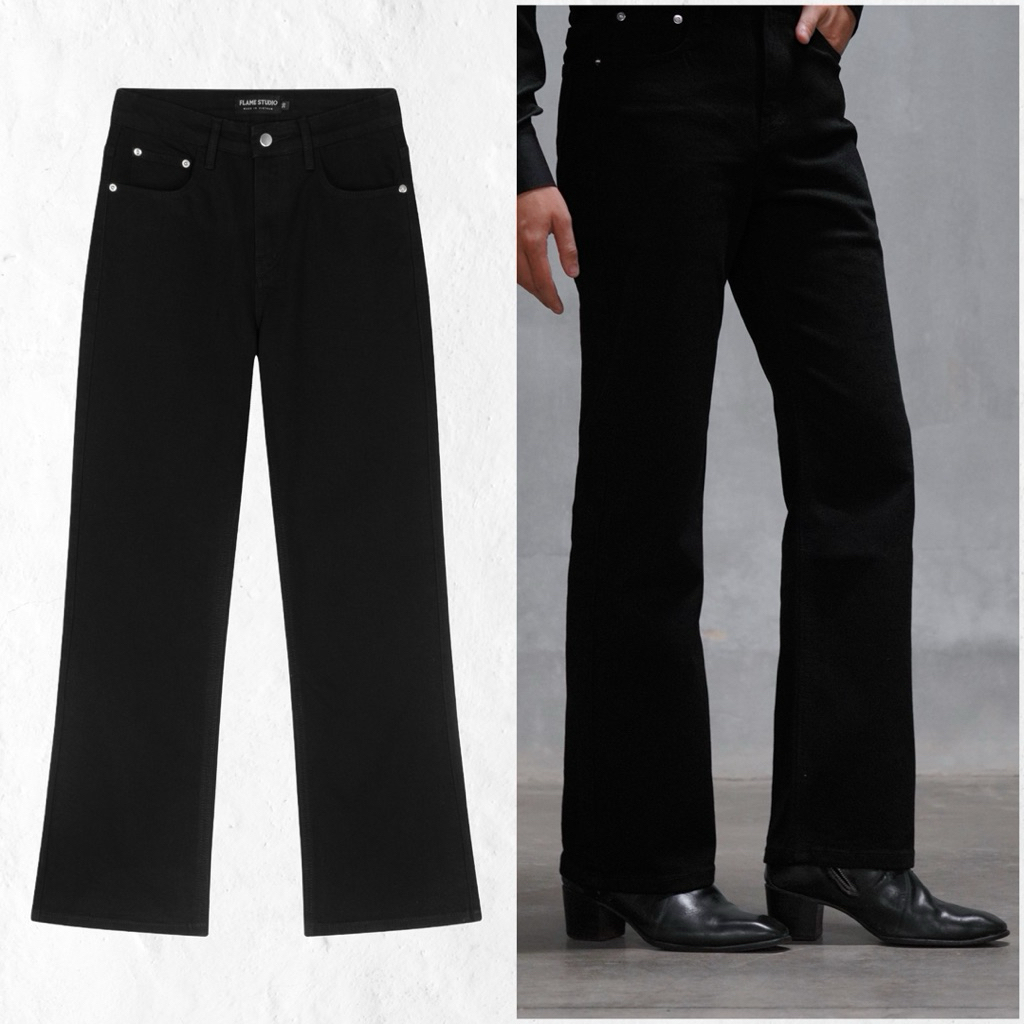 BOOTCUT DENIM IN BLACK - Quần Jeans Nam Form Bootcut Loe Nhẹ Co Dãn | BigBuy360 - bigbuy360.vn