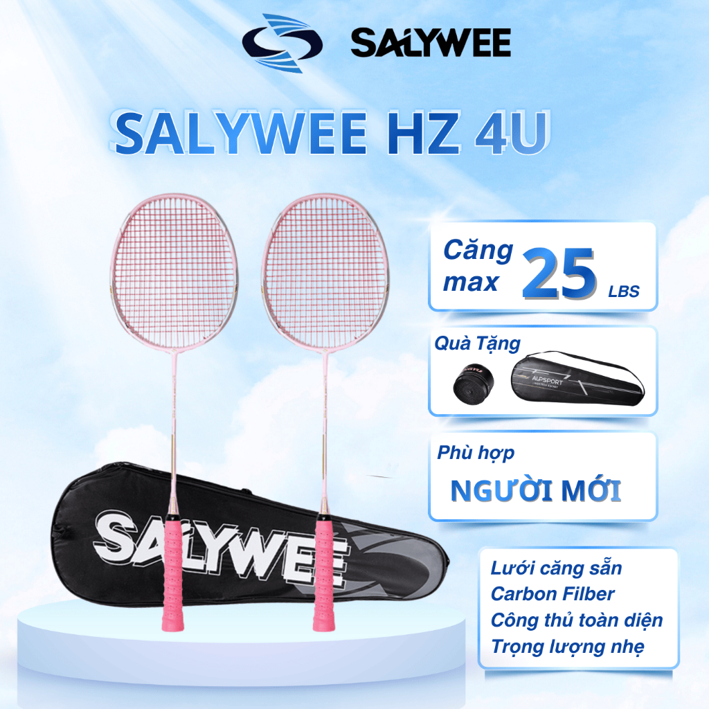 Vợt cầu lông full carbon ALP SPORT SalyWee 4UG5 cao cấp lực căng 22-28lbs tặng túi quấn cán sẵn