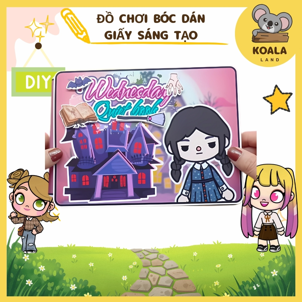 ĐỒ CHƠI NGÔI NHÀ BÚP BÊ GIẤY  Wednesday Addams Fish Scene In Quiet Book.