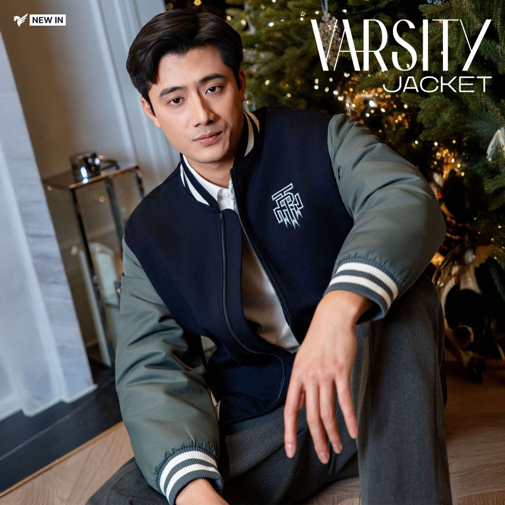 Áo khoác nỉ VARSITY JACKET TORANO can phối cổ bomber thêu logo ngực, trẻ trung, phong cách GWCS501