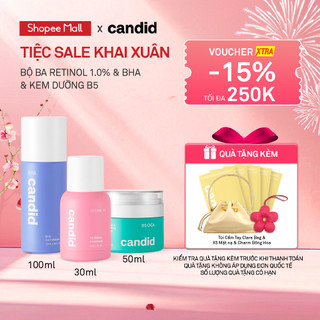  Bộ Ba Hỗ Trợ Cải Thiện Và Phục Hồi Da Candid Retinol 1.0% 30ml & Kem Dưỡng B5 Cica 50ml & BHA 100ml 