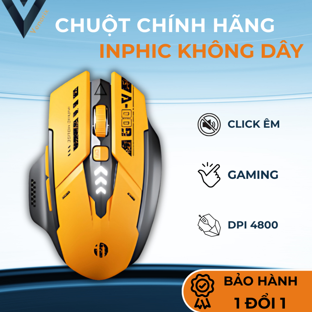 Chuột không dây Inphic A9  – Pin sạc bền – Silent Click – Thiết kế thời trang – Cam kết chính hãng