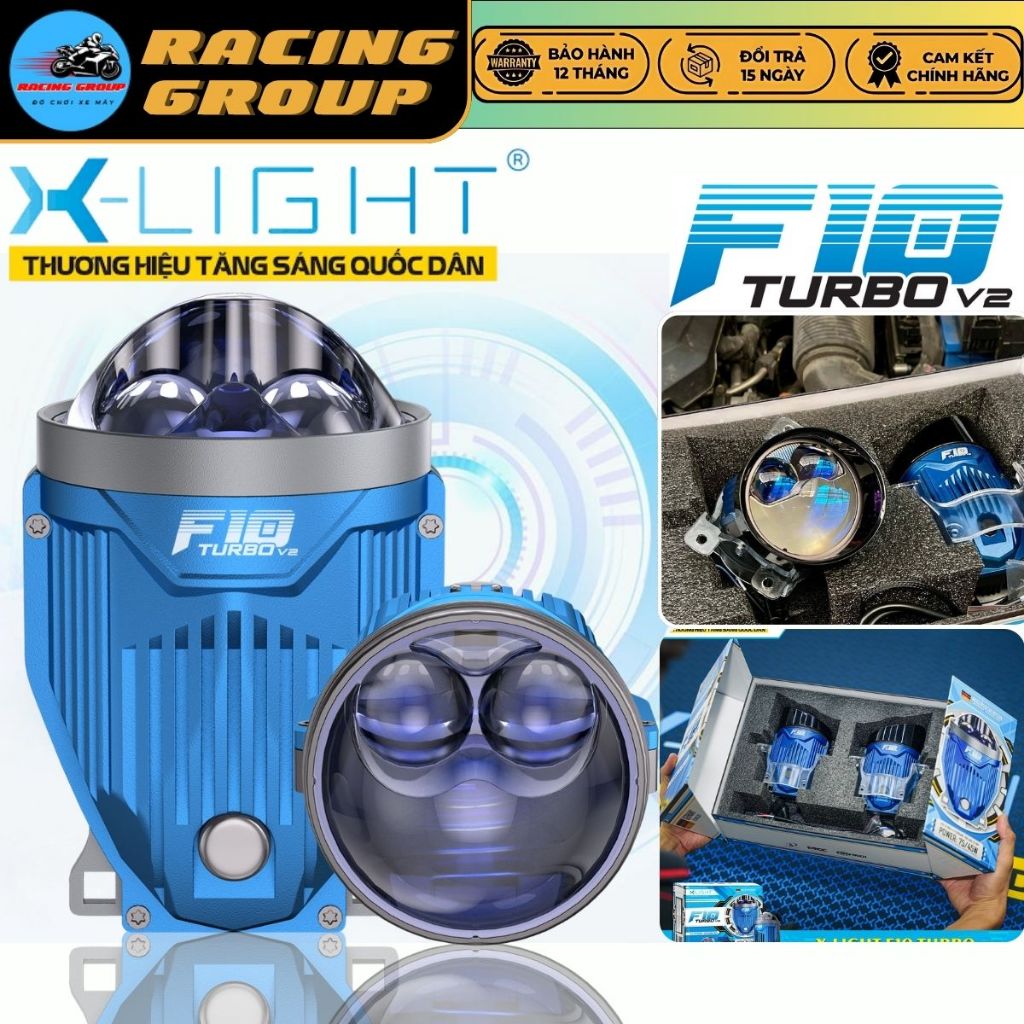 Đèn Bi Gầm X-LIGHT F10 Turbo V2 2026 Công Suất 75W, Cos Siêu Mạnh Và Giả Lập Laser - Bảo Hành 2 Năm