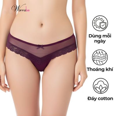 Quần lót nữ WANNABE quần chíp lưới trong suốt phối ren gợi cảm tinh tế thoải mái tuyệt đối QL239