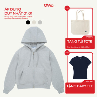  Áo Hoodie Fullzip Owlbrand Boxy Chất Nỉ Chân Cua Unisex 