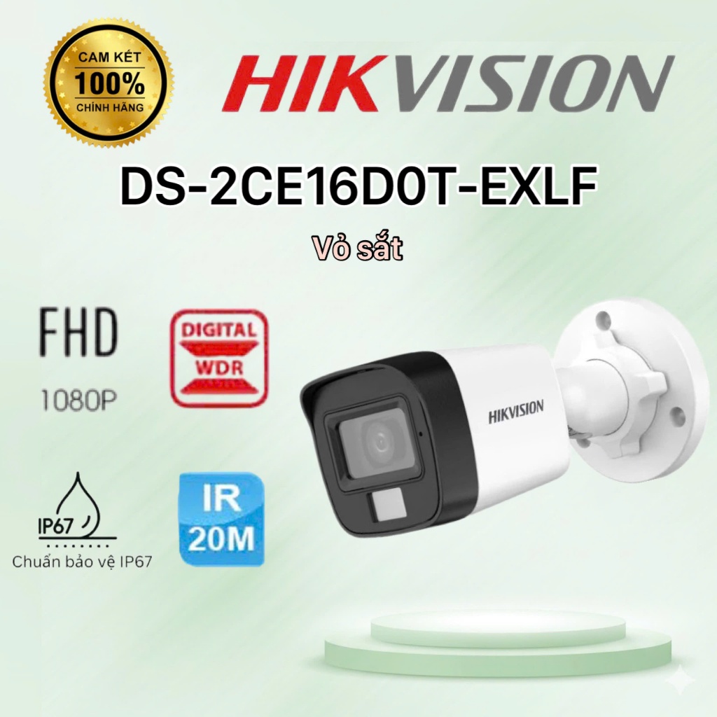 Camera HDTVI 2MP Dual Light HIKVISION DS-2CE16D0T-EXLF- VỎ SẮT // 2MP HIKVISION DS-2CE16D0T-EXLPF - 