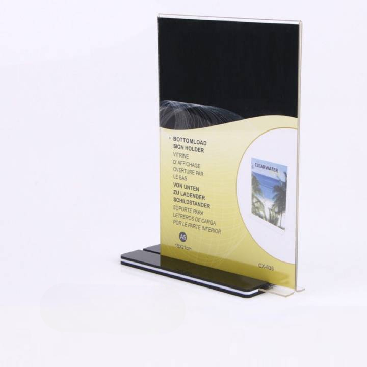 Kệ menu mica A5, Menu A5 Menu chữ T để bàn, Mica để QR thanh toán, Menu Mica đế đen DO VPP HIẾU CƯỜN