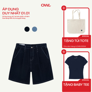  Quần short jean Owlbrand Wide Pleated 