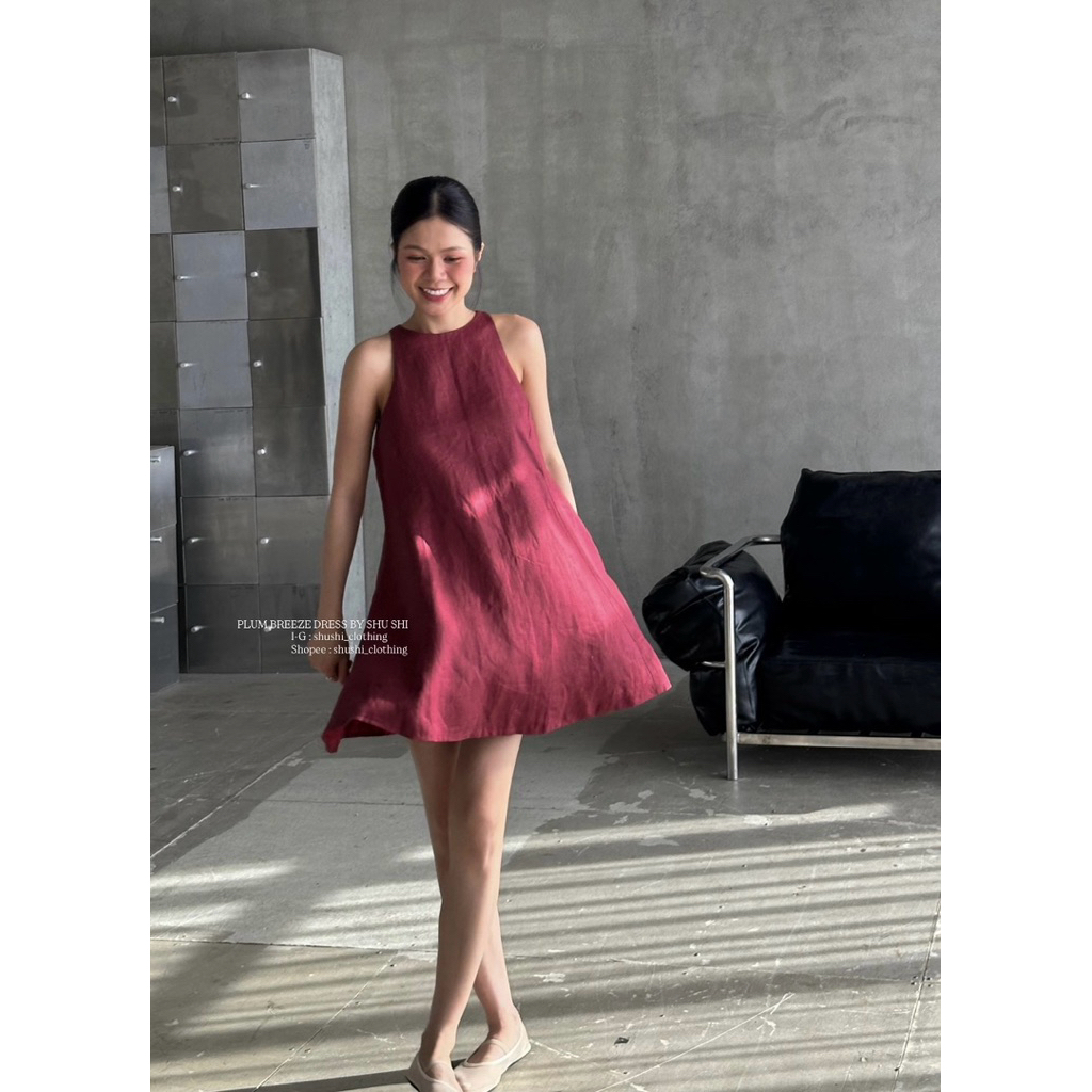 𝐏𝐥𝐮𝐦 𝐁𝐫𝐞𝐞ze 𝐃𝐫𝐞𝐬𝐬 | Đầm Ngắn Xoè Linen Tưng Premium Cao Cấp ( ảnh chính chủ )