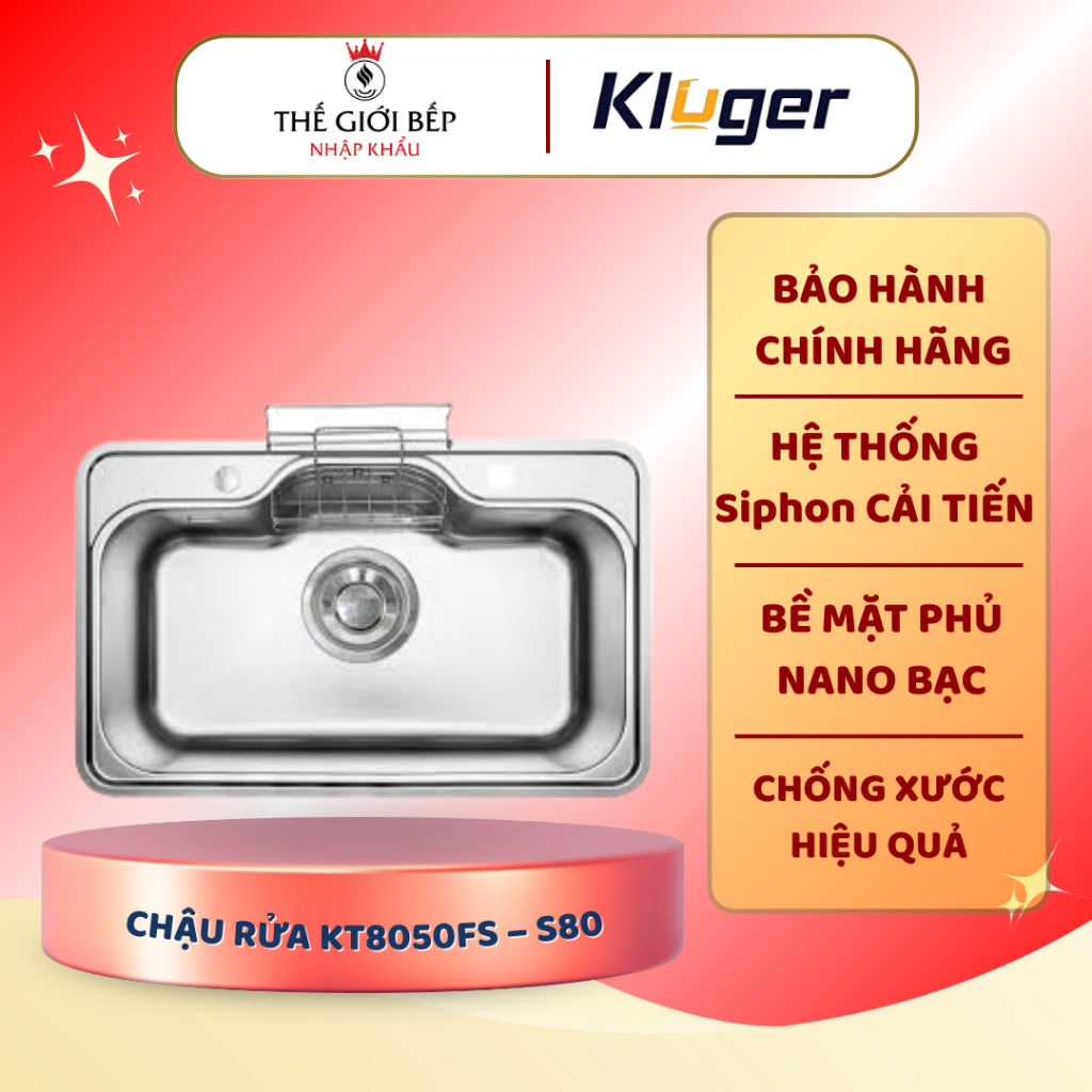 Chậu rửa chén Kluger KT8050FS – S80 - Sang Trọng, Tiện Dụng, Thoát Nước Nhanh