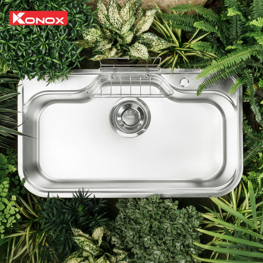 Chậu rửa bát inox 1 hố Konox TARI 9051SM phong cách Nhật bề mặt MỊN - Tổng kho bếp Lê Gia