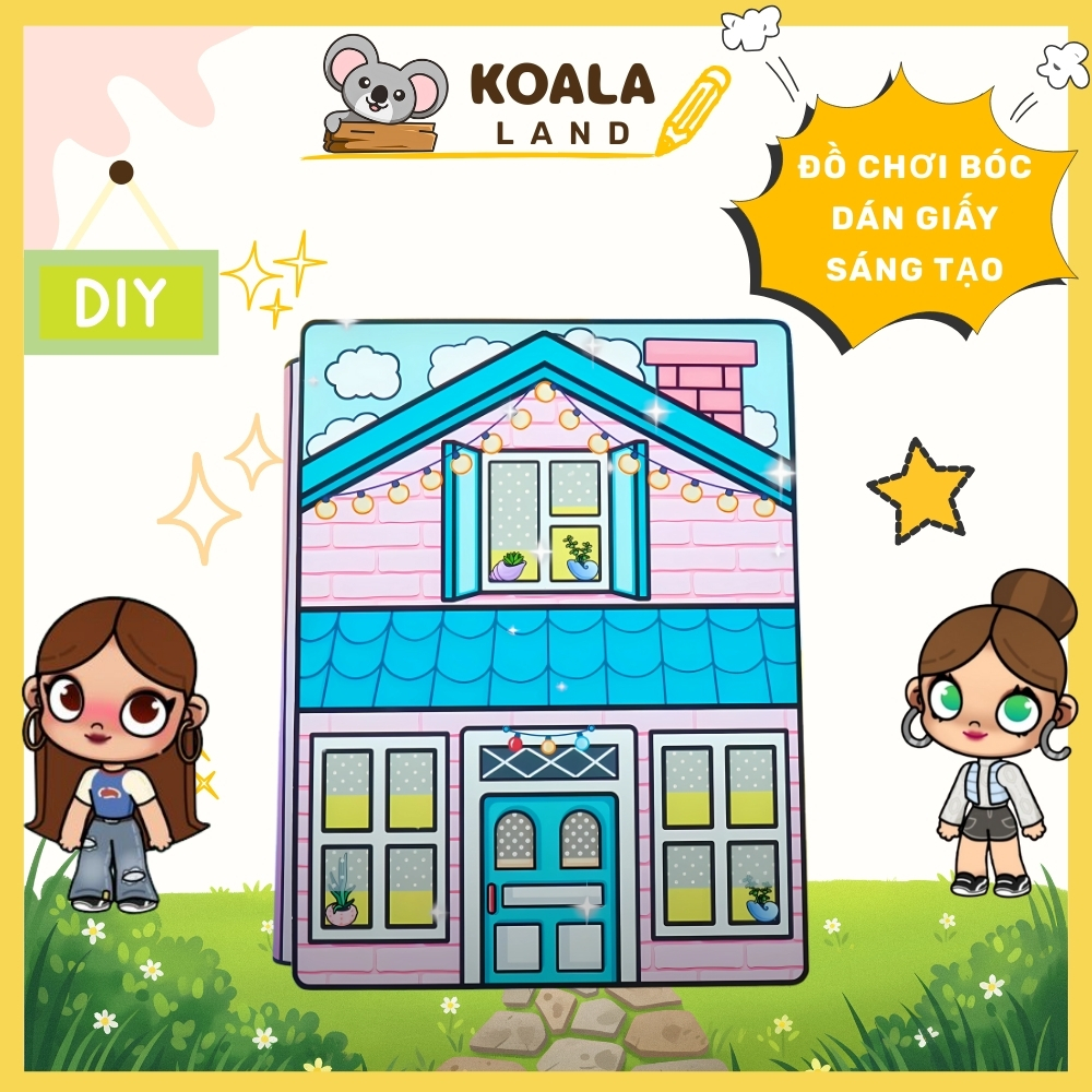 Đồ chơi cho bé ngôi nhà búp bê giấy Wednesday And Enid Quiet Book#2 | Enid's Pink House In Quiet Boo